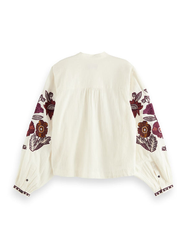 Voluminous Sleeved Embroidered Top - 161952