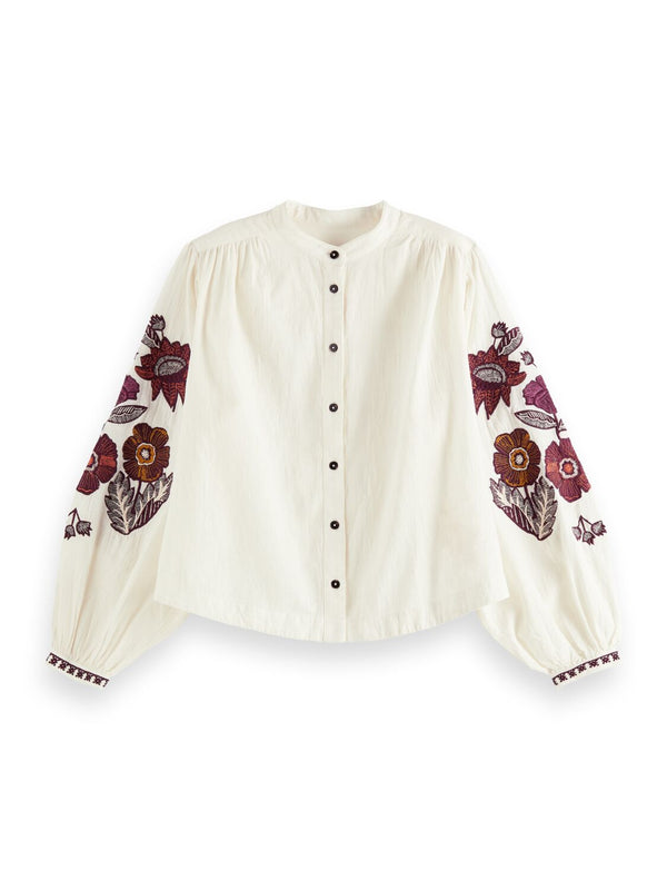 Voluminous Sleeved Embroidered Top - 161952